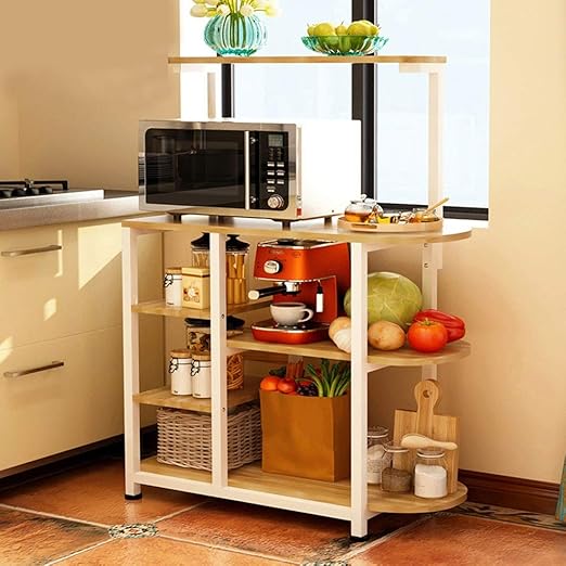 Yikuo Estantes De Cocina, Pino, Marco Blanco, Utensilios De Cocina ...