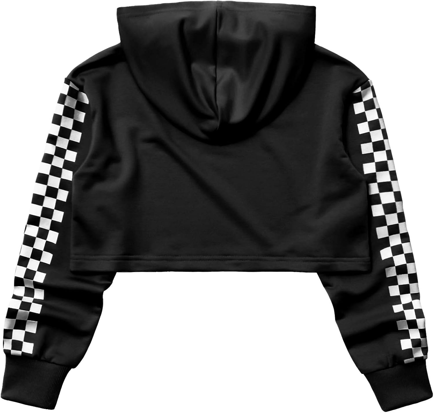 Kids Girls Leather Plaid Long Sleeve Crop Top Hoddie Cropped Sweatershirts: Clothing
