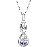 Aprila Women Infinity Necklace 925 Sterling Silver Twist Birthstone Pendant with Chain 5A Cubic Zirconia Jewelry