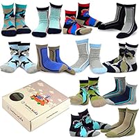 TeeHee Kids Boys Cotton Fun Crew Socks 12 Pair Pack (6-8 Years, Bold Lined Sport & Camo)