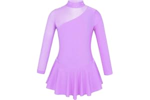 iiniim Girls' Roller Ice Figure Skating Dress Mock Turtleneck Sparkly Leotard Ballet Dance wear Outfit Costumes