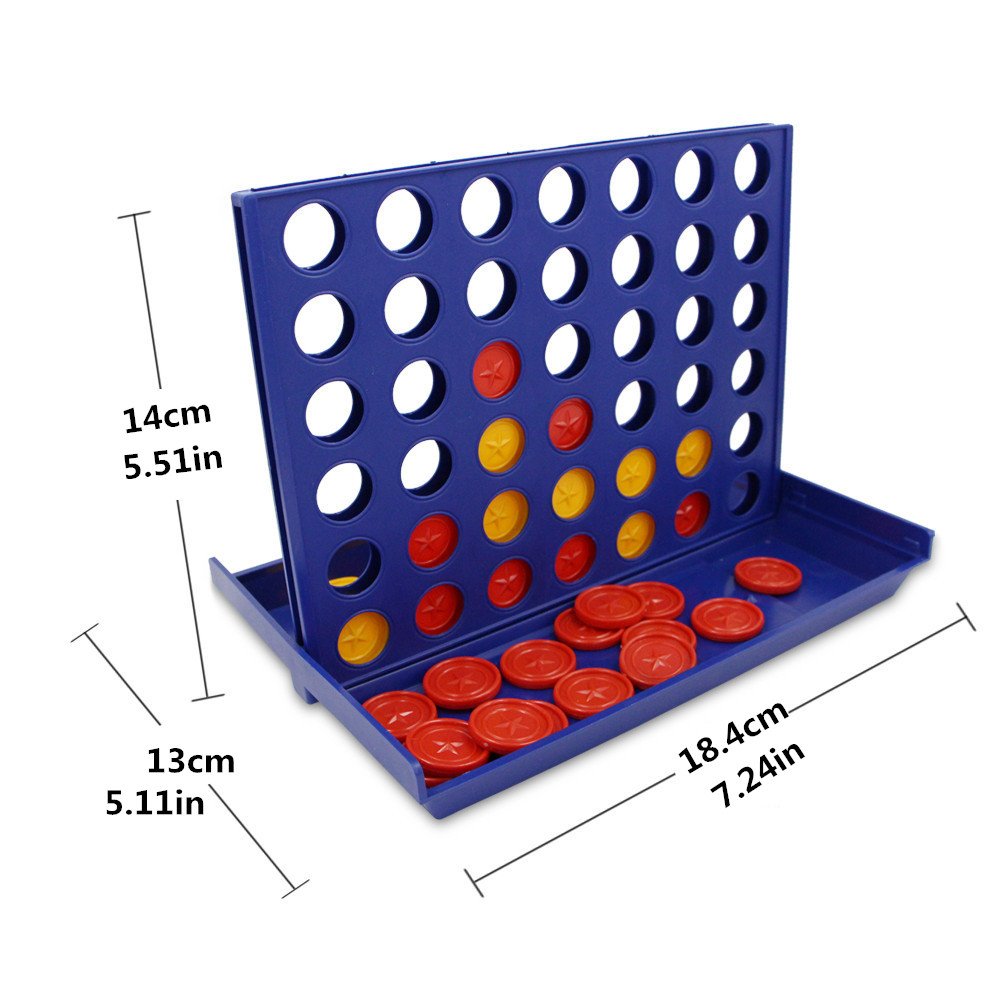 4 in a Row,Desktop Game 4 in a Row,QM-STAR Classic Family 4 in a Row Board Game,Children \'s Educational Toys,Three-Dimensional 4 Chess for Kids and Family(Sea Blue)