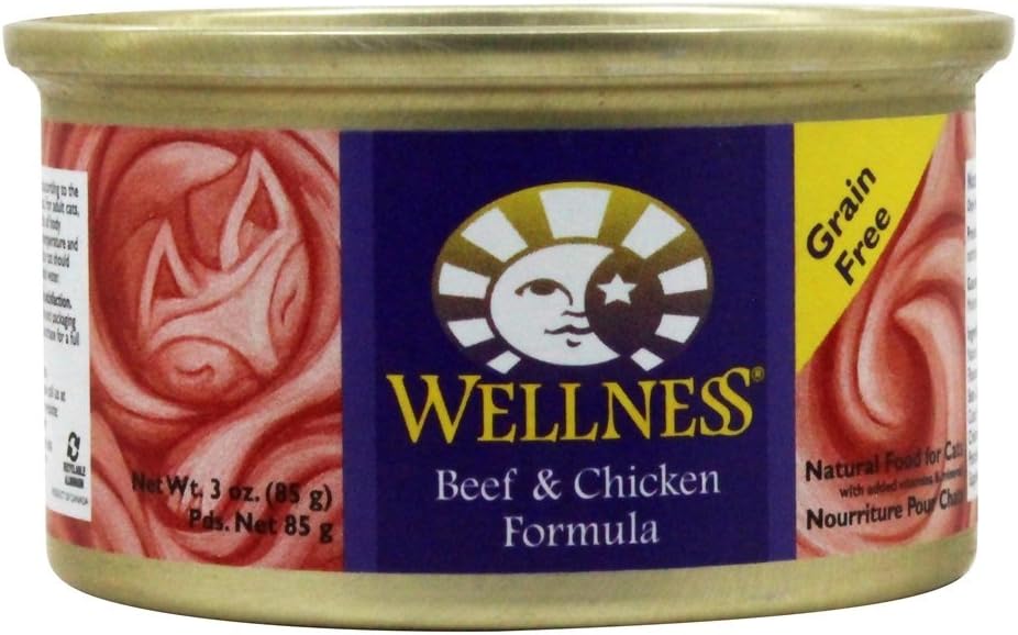WELLNESS CAT FOOD BEFF & CHKN, 3 OZ, PK- 1