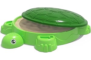 Wee Wonders Turtle Sandbox with Lid for Toddlers 3-5, Sand Box Toys with Cover Suit for Sensory Playsand, Kids Sand Activity Sensory Playset, Summer Beach Indoor Outdoor Toy Gifts Boys Girls