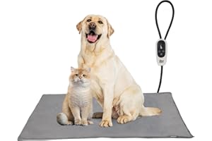 Jazzy Fuzzy Pet Heating Pad, 6 Adjustable Temperature Dog Cat Heating Pad with Timer, Waterproof Heating Pad Indoor for Dogs with Chew Resistant Cord (L:35" x 24")