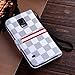 RAYTOP Luxury Brand Designer White Checks Leather Cases Covers Wallet for Samsung Galaxy S5 S 5 Women Girls Men Plaid Classy Style Cheap