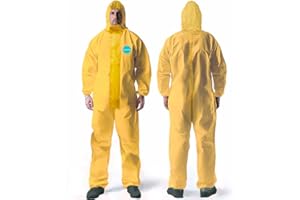 ANDES SAFETY Andes Chemical Protection Coveralls | Hazmat Suits | Sealed Seam Chemical Protection Suits with Hood, Elastic Wrists