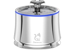 Serentive Cat Water Fountain Stainless Steel 84 Oz/ 2.5 L Pet Water Fountain for Cats Inside Water Shortage Indicator Automatic Dog Water Fountain for Drinking Ultra-Quiet Cat Water Dispenser
