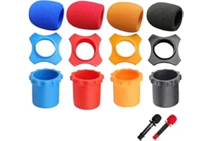 12 Pcs Microphone Windscreen Silicone Ring Set, Colorful Microphone Foam Windscreen Covers, Handheld Microphone Bottom Rod Sl