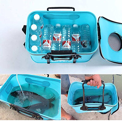 Tmat Fishing Bucket EVA Fishing Water Bucket Portable Collapsible Live Bait Bucket&Can carry Pump Kit Dark blue