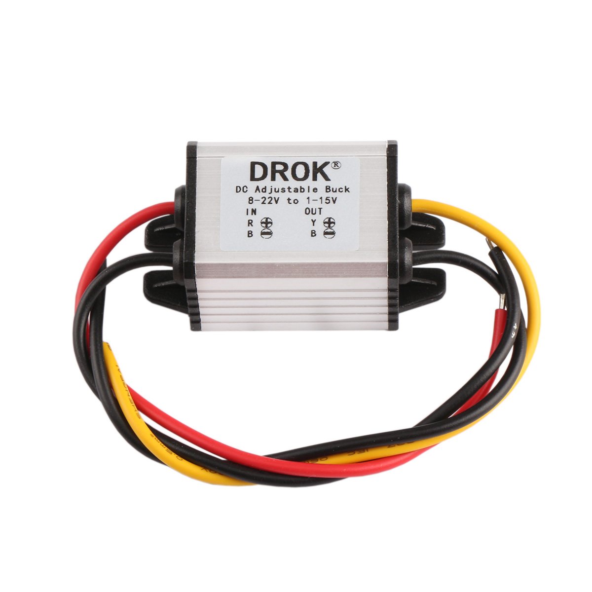 DROK Waterproof DC Buck Converter Voltage Regulator 8-22V to 1-15V 5V 12V 3A Adjustable Output Power Supply Transformer