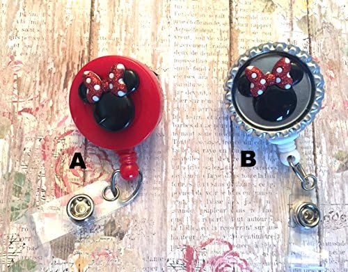 Minnie mouse ears clip Badge ID holder with retractable reel