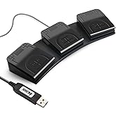 iKKEGOL Upgraded USB Triple Foot Pedal Mechanical Switch Control 3 Three Key Footswitch Program Customized Computer Keyboard Mouse Programmable Game Transcription Music Page Turner Action HID