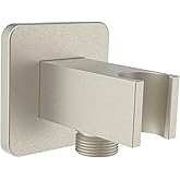 Aquaiaw Wall Supply Elbow with Flange, Tapered 1/2 NPT Female Inlet, Solid Brass Wall Union with Handshower Holder, Square Wa