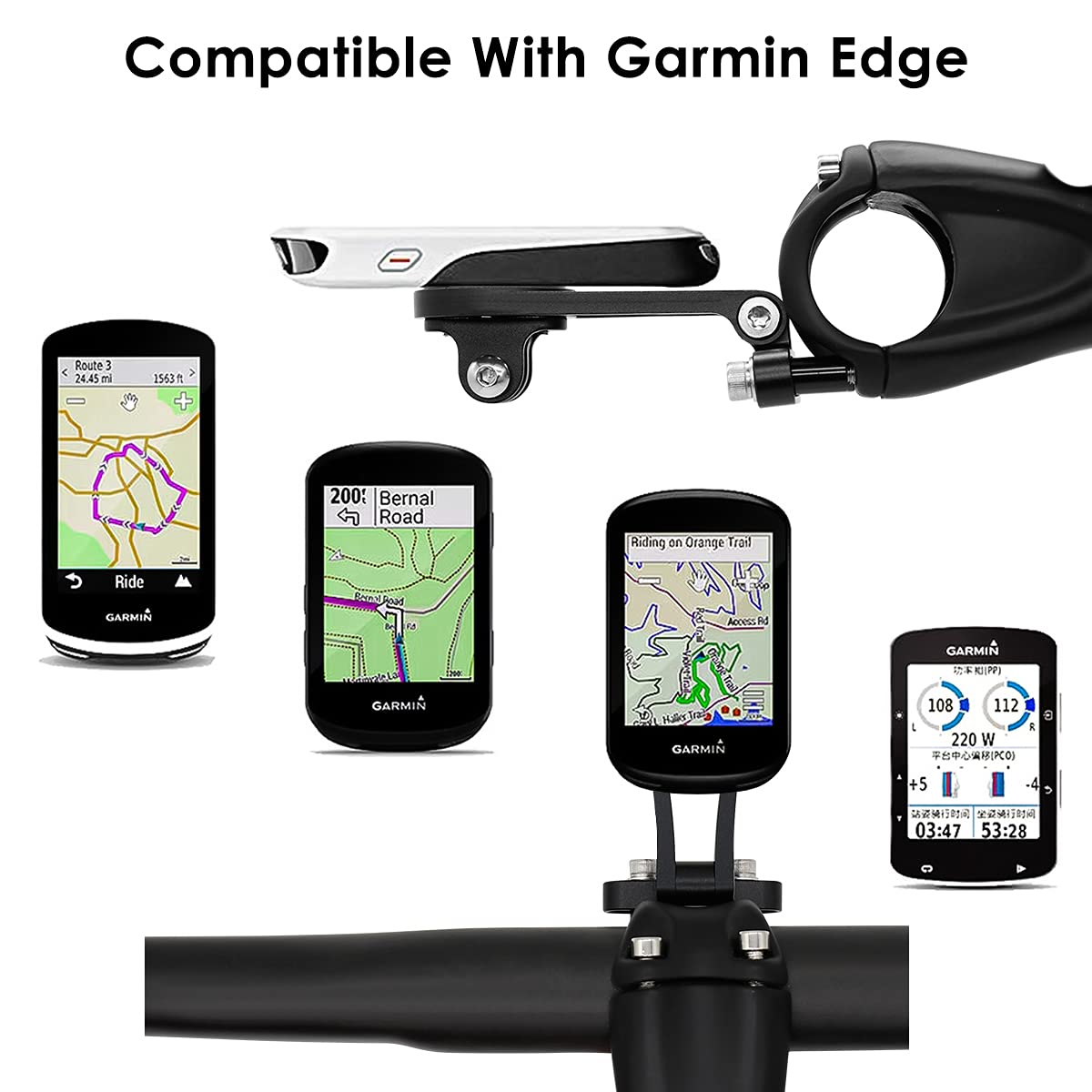 Thinvik Out-Front Extended Mount&Bike Computer Mount for Garmin,Adjustable Angle Combo Mount for Garmin Edge 1040 1030 840 830 540 530 130 - CNC Aluminum Alloy