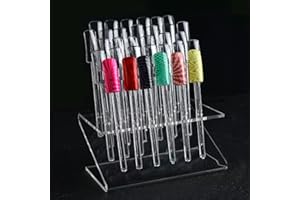 FingerAngel 64 PCS UV Gel Nail Art Tips Samples Nail Sticks Acrylic Nail Display Stand Rack Practice Tool Clear