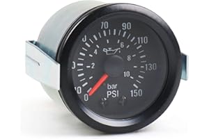 Dyno Racing 2" 52mm Mechanical Oil Press Gauge 0-10 Bar/0-150PSI Oil Pressure 12V Press Gauge Yellow Light Car Meter NPT1/8