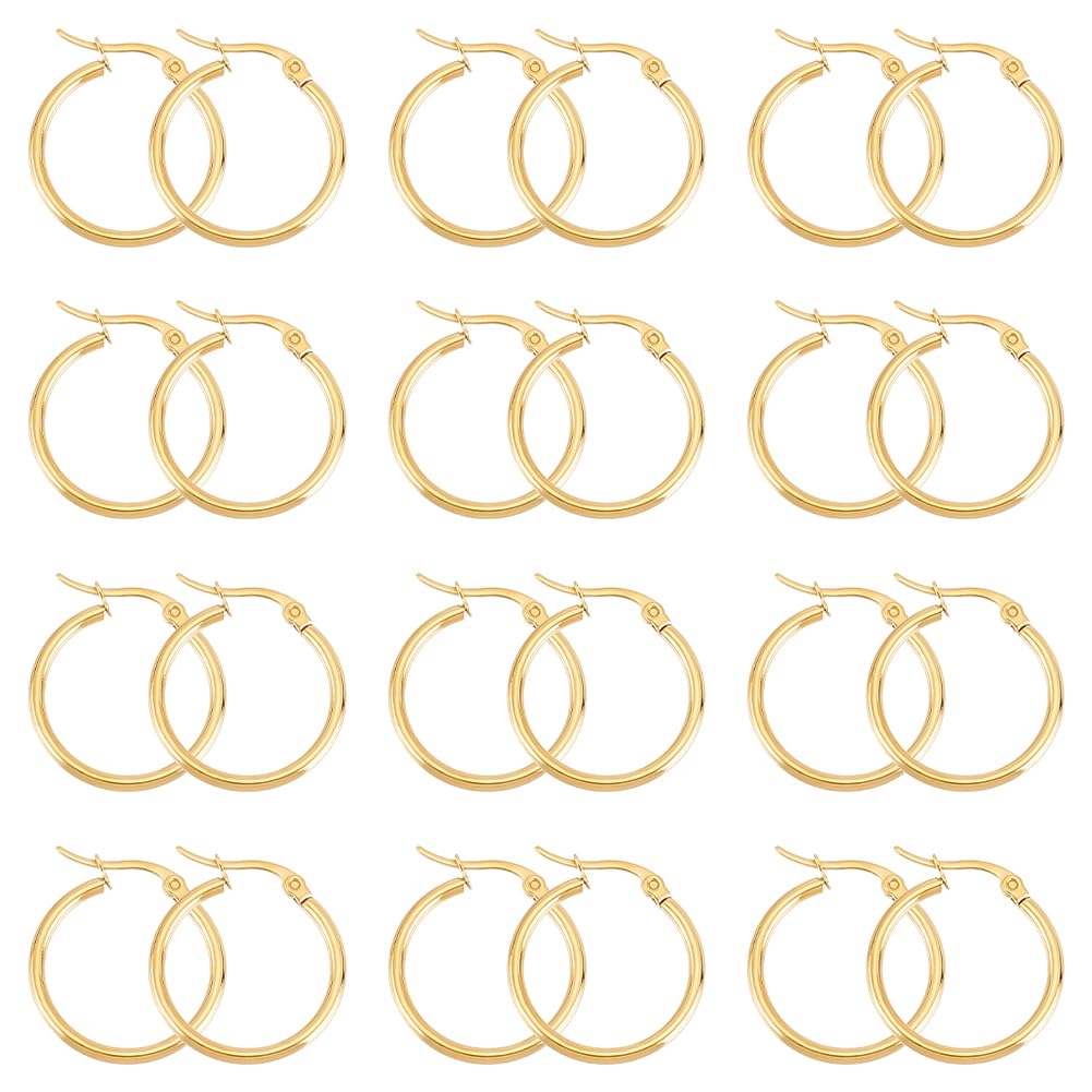 UNICRAFTALE 24pcs Huggie Earrings Golden Hoop Earrings Stainless Steel Hoop Earring 1x0.7mm Pin Hoop Earrings Set Earwires Components for Women Earrings