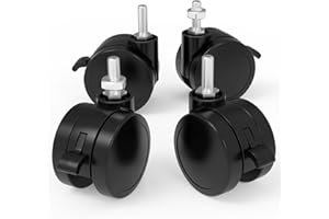JOY worker Lockable Stem Caster Wheels Set of 4, Metric M8 Nylon Threaded Swivel Caster, 2.5 Inch Stem Casters Replacement for Standing Desk & Mobile Desk, Each Load Capacity 110lbs, Black