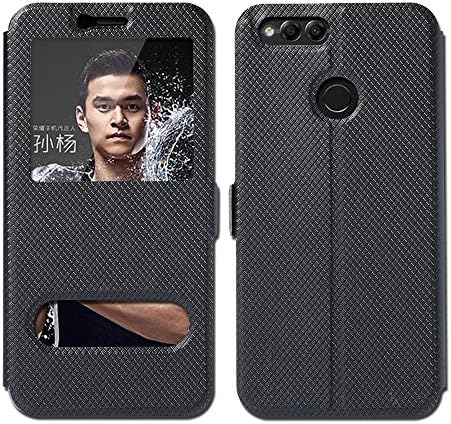 Huawei Honor 7X Case 5.93 inch , JMPin [View Window] Flip Case Cover with Kickstand [Magnetic Closure] for Huawei Honor7X 5.93 inch Case (black)
