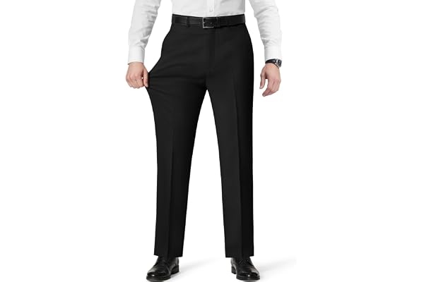 RainbowDate Mens Stretch Dress Pants with Expandable Waist 3 Fits: Slim Fit/Classic Straight/Big & Tall