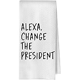 BlissfulAbon Funny Political Kitchen Towels - Change The President Waffle Weave Dish Towels, Funny Kitchen Bathroom Decor, House Warming Gifts, Changing Towel, 16×24 Inches