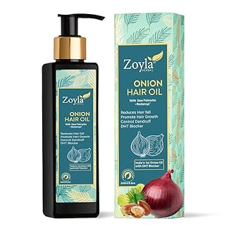 Zoyla Herbal Onion Hair Oil with Redensyl & Saw Palmetto DHT ingredient Mineral Oil & Paraben Free 200 ML