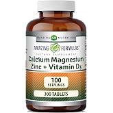 Amazing Formulas Calcium Magnesium Zinc D3-300 Tablets Per Bottle Supplement (Calcium 1000mg - Magnesium 400mg - Zinc 25mg Plus Vitamin D3 600 IU - Per Serving of 3 Tablets)