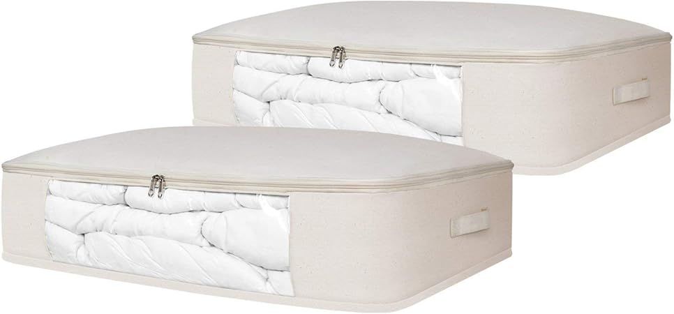 Lifewit 2 Pezzo 55l Custodia Sotto Letto Pieghevole Con Organizer In Tessuto Trasparente Per Finestre Trapunte Coperte Cuscini Indumenti Maglioni Custodie E Borse Porta Abiti Casa E Cucina