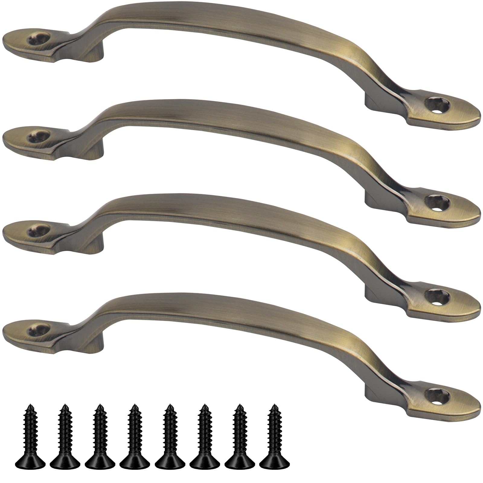 Roellgs 4pcs Door Handles， D Handle， Gate Handle for Wooden Gates，Suitable for Bathroom Barns Shed Pull Handle Cabinet (Retro Colour)