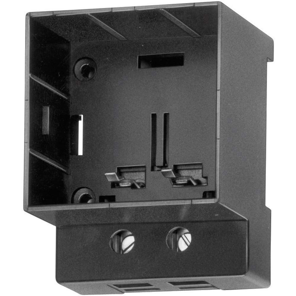 Mounting base for DIN rail as accessory for H57 operating hours counter with screw terminal connection, black, 48 x 61 mm