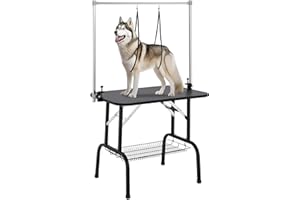 MilleLoom 46" Professional Dog Grooming Table with Adjustable Arms – 330LB Capacity Height-Adjustable Grooming Station with N