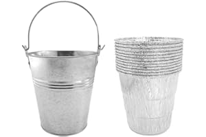 JIN BETTER GRILL PARTS Grease Drip Bucket with12-Pack Disposable Foil Liner Kit Replacement Parts for Traeger Pitboss Oklahoma Joe's, Also Fits Most Wood Pellet Grill & Offset Smokers