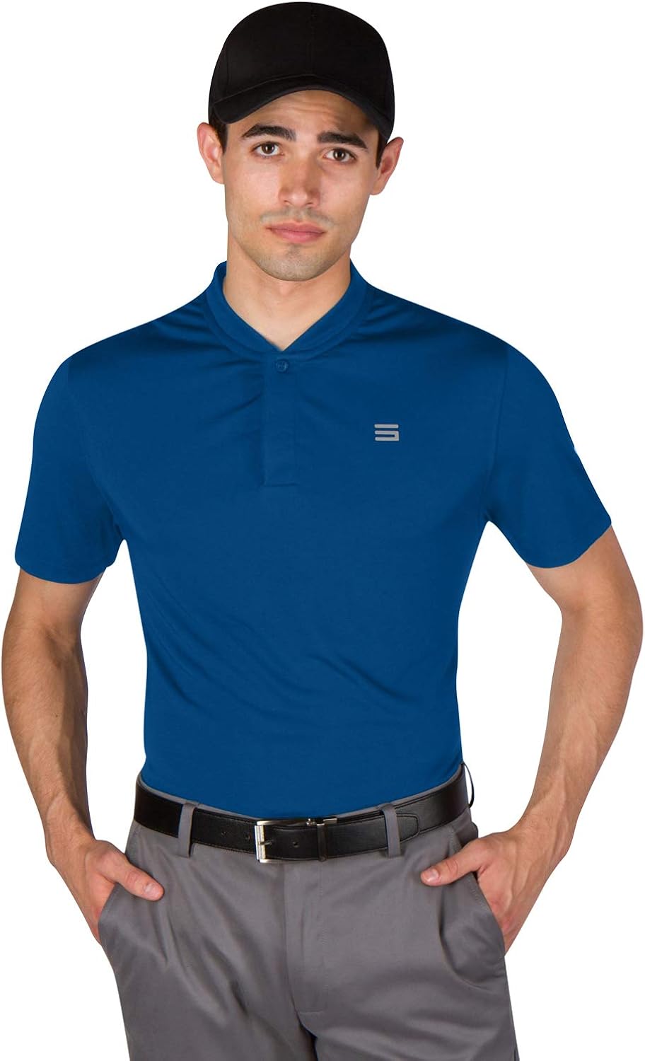 Three Sixty Six Quick Dry Collarless Golf Shirts for Men - Short Sleeve Casual Polo, Stretch Fabric: Clothing