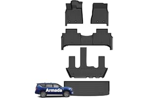 Wayhigh-Floor Mats and Cargo Mat Set Fit for 2025 2026 Nissan Armada/Infiniti QX80 7 Seats (Bucket Seat) All Weather TPE Car Mats Waterproof Heavy Duty Rubber Floor Liners for Armada 2025 Accessories