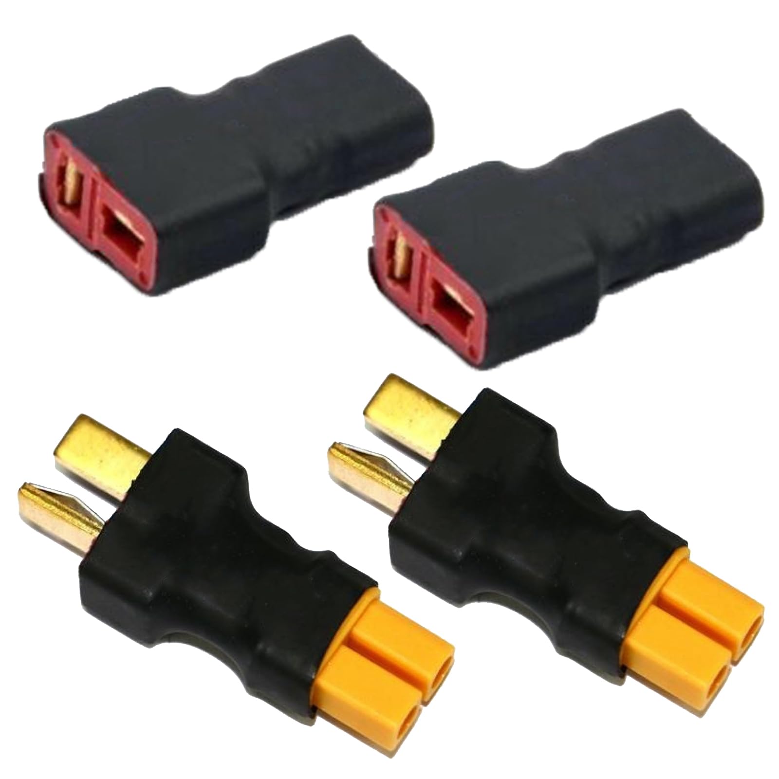 LINSYRC 2 Pairs Deans T Plug to XT30 Connector RC Male Female Adapter for RC Lipo NiMH Battery Charger (XT30 to Deans T-Plug)