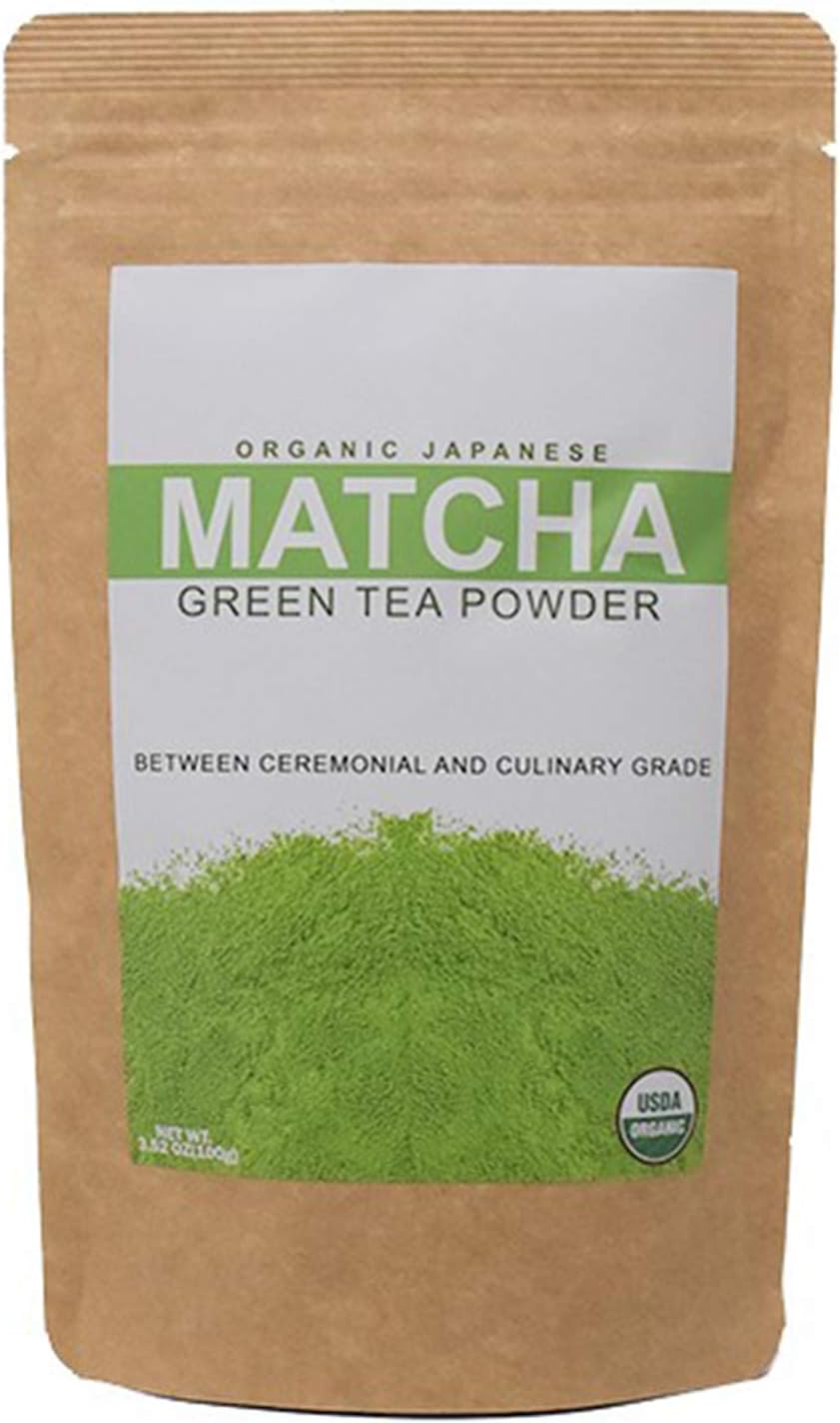 Matcha Green Tea Powder Organic - Japanese Premium Culinary Grade Ceremonial Matcha House Green Tea Powder USDA & Vegan Certified 100g | Perfect for Baking, Smoothies, Latte, Iced tea & Weight Loss