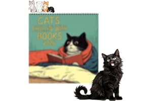 Wakazuma 2026 Cat Calendar – 12-Month Funny Cat Wall Calendar “Cats Chillin’ with Books” – Cute Cat-Themed Monthly Planner wi