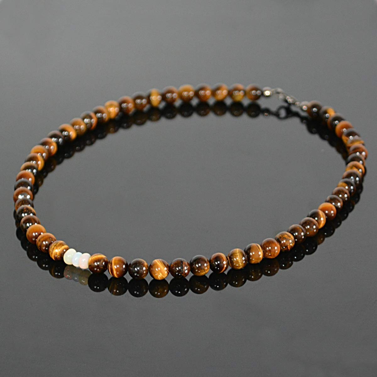 Amazon Com Opal And Tigers Eye Men S Choker Necklace Handmade Surfer Natural October Birthstone Jewelry For Him Handmade