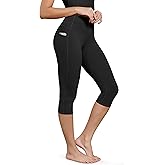 ODODOS Buttery Soft Lounge Yoga Capris with Pockets for Women, 14" / 19" / 21" High Waist Capri Leggings