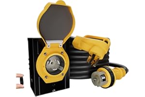 LANDNOR 50AMP 25FT Generator Cord with Pre-drilled Power Inlet Box, 50 Amp 4 Prong, 125V/250V NEMA 14-50P Male to SS2-50R, STW 6/3+8/1 AWG Twist Locking with Inlet Box for Generator to House, UL&ETL Listed