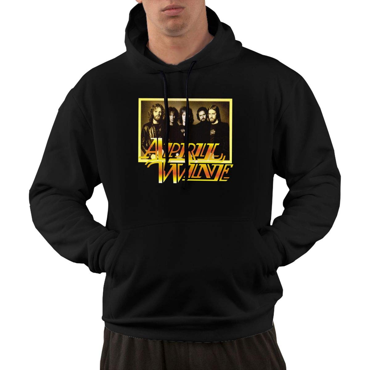  S Pullover Classic Black Print April Wine 1 Hooded Shirts With Pocket L