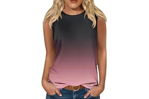 HTHLVMD Womens Crewneck Sleeveless Tank Tops Summer Casual Loose Fit Basic Shirts Simple Ombre Sport Workout Yoga Tanks