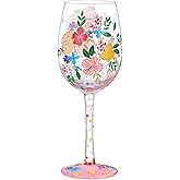 NymphFable Hand Painted Wildflowers Wine Glasses Birthday Wine Glass Birthday Gift for Women with Personalised Gift Box, 15oz