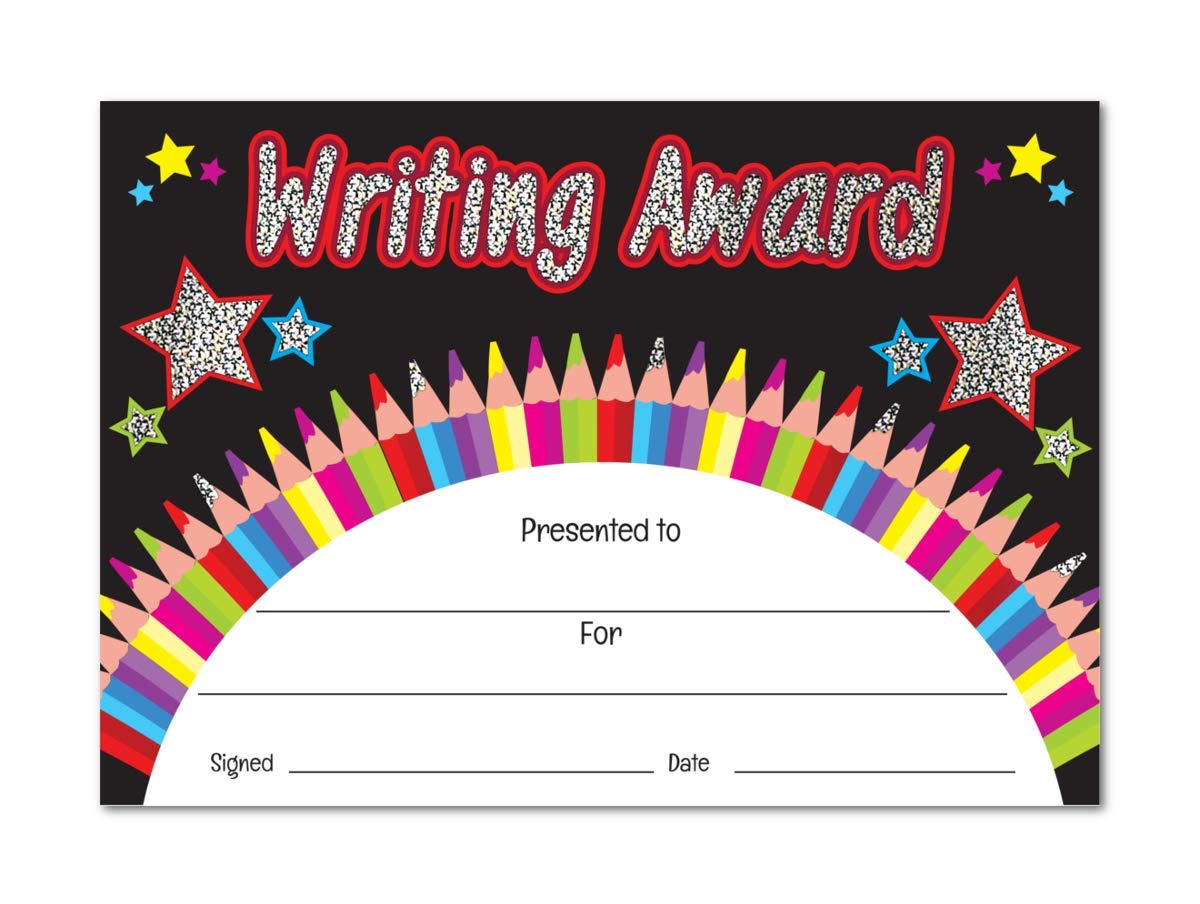 SuperStickers Writing Award Sparkling Certificates (A5). Pack of 20.