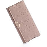 RNIEGA Leather Wallet for Women Trifold Womens' RFID Blocking Wallet Card Holder Purse Clutch with Zipper Coin Pocket,Soybean Sand