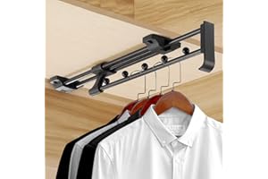 LITAITAI Heavy Duty Extendable Pull Out Closet Rod - Sliding Wardrobe Closet Rod for Increased Storage Space - Hanging Rod Ideal for Clothes, Towels and More - Neat Closet Storage (14.2 inch)