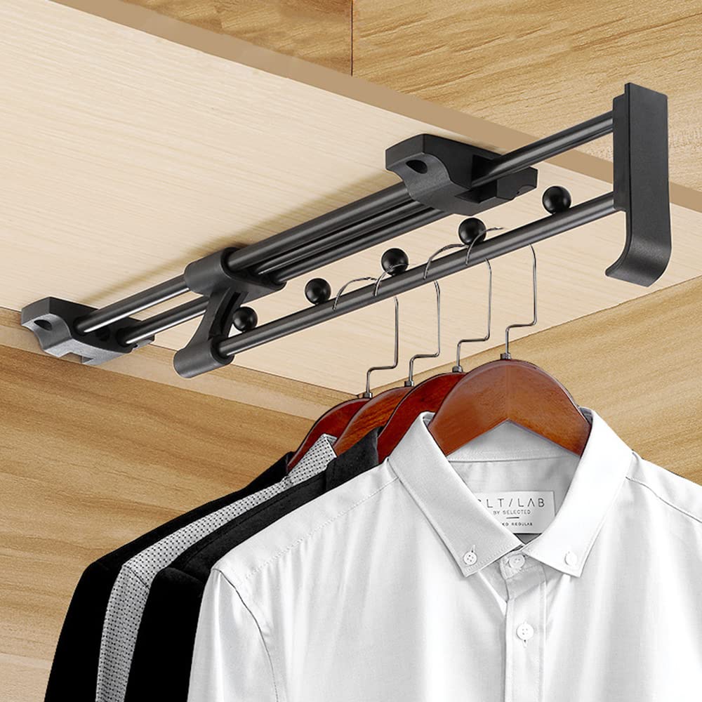 Photo 1 of Heavy Duty Extendable Pull Out Closet Rod - Sliding Wardrobe Closet Rod for Increased Storage Space - Hanging Rod Ideal for Clothes, Towels and More - Neat Closet Storage (14.2 inch)