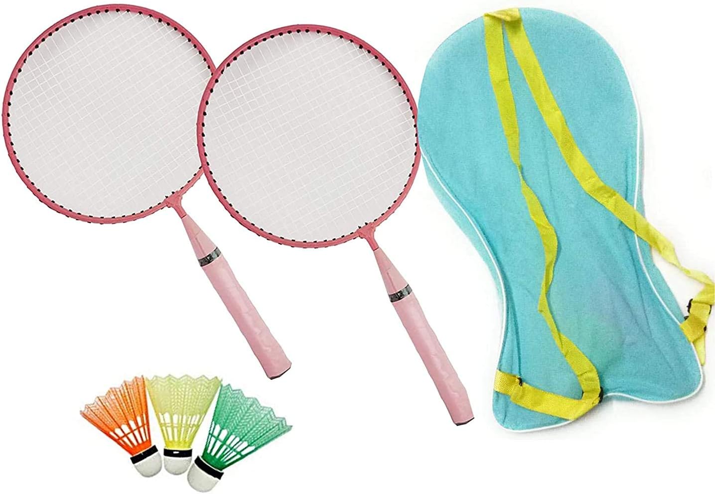 Kids Badminton Racket Set of 2 Racket 3 Plastic Shuttle