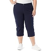 Gloria Vanderbilt Womens Cargo Capri Tab Roll Cuff with Zip Front and Elastic Waist Standard